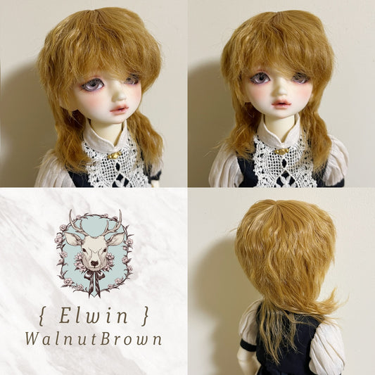 ELWIN | Walnut Brown 7-8" | BJD Doll Wig